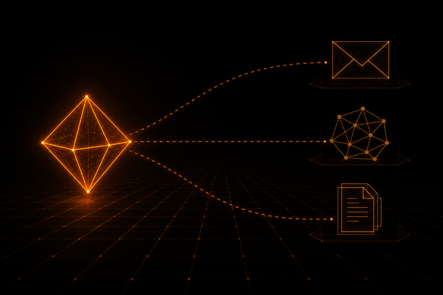 Three coming layers — outreach inboxes, network mesh, vendor management — extending from the agent